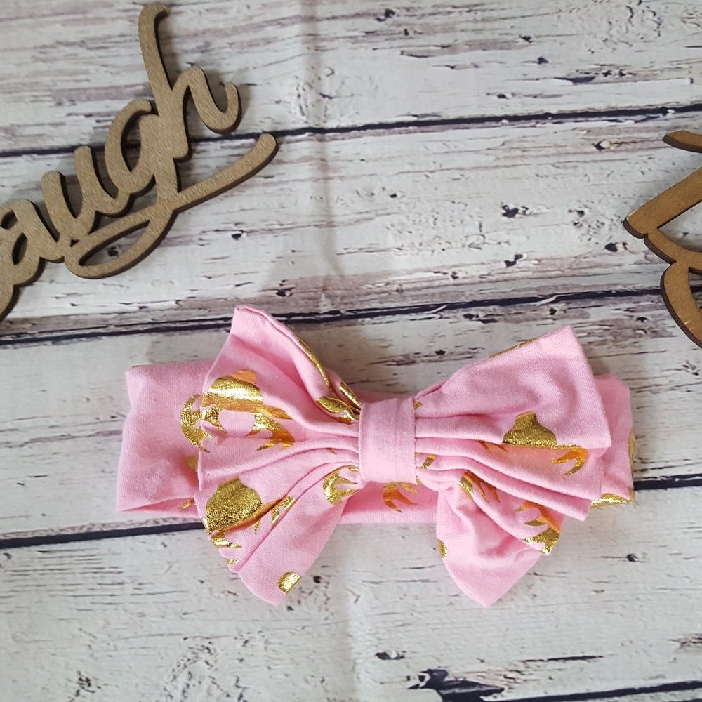 Pink and Gold Deer Headband for Baby Girls and Toddler Girls
